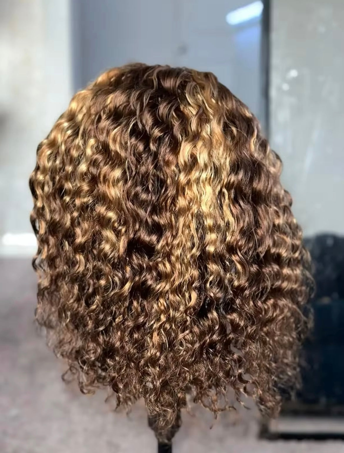 Ombre Color Curly Short Bob Lace Front Wig Deep Wave Brown Lace Frontal Wigs Human Hair - Labelle Boutique Hair