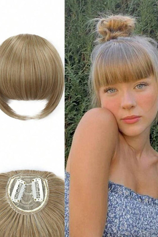 Pony Hair Clip-in Fringe Hair Extensions Hair French Bangs Clip On Bangs Hair Fake Bangs Clip Natural Wigs Bangs Clip For Daily Wear(Blonde) - Labelle Boutique Hair