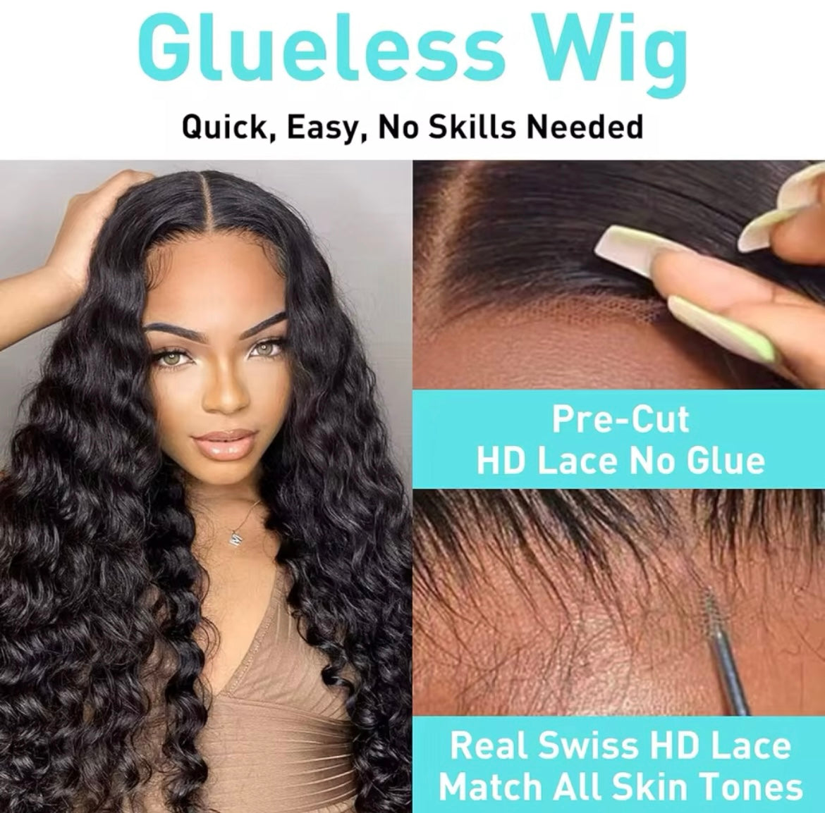 Glueless Wigs Human Hair Deep Wave Lace Front Wigs Human Hair 4x4 Lace Closure Wigs Human Hair - Labelle Boutique Hair