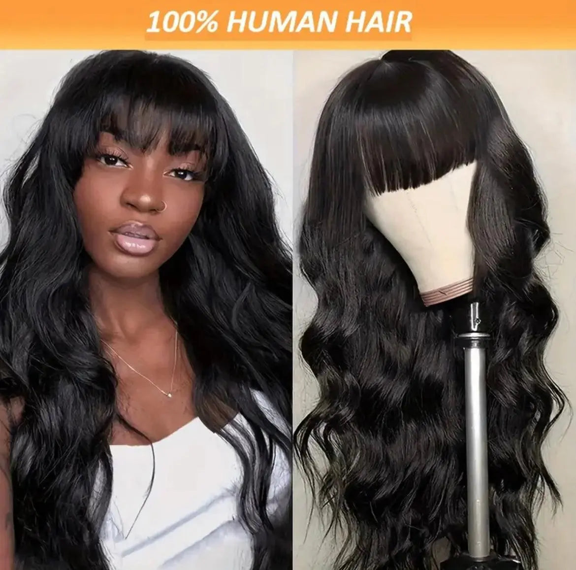 Body Wave Human Hair Wig With Bangs Lace Front Wigs Brazilian Virgin Human Hair Wigs - Labelle Boutique Hair