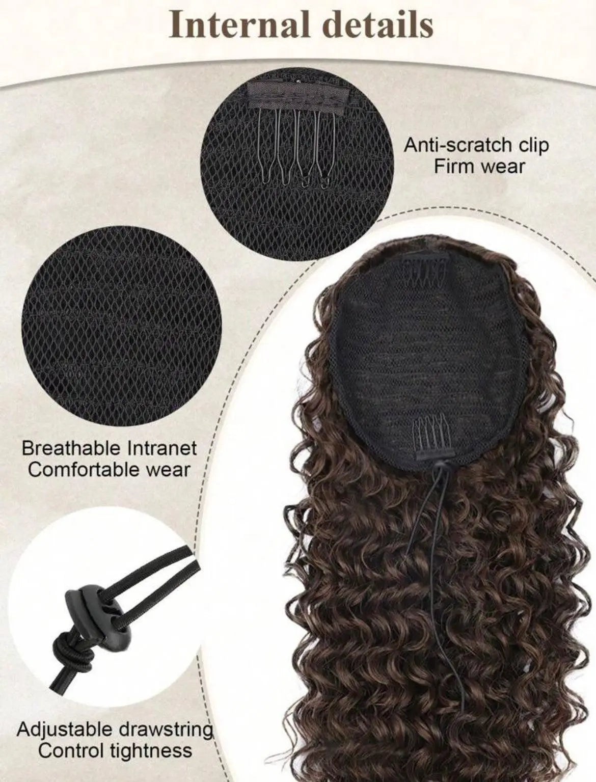 Ponytail Natural Synthetic Curly Hairpiece For Extensions - Labelle Boutique Hair