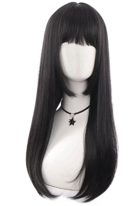 Long Straight Wig with Black Bangs Costume Wig Halloween Wig - Labelle Boutique Hair