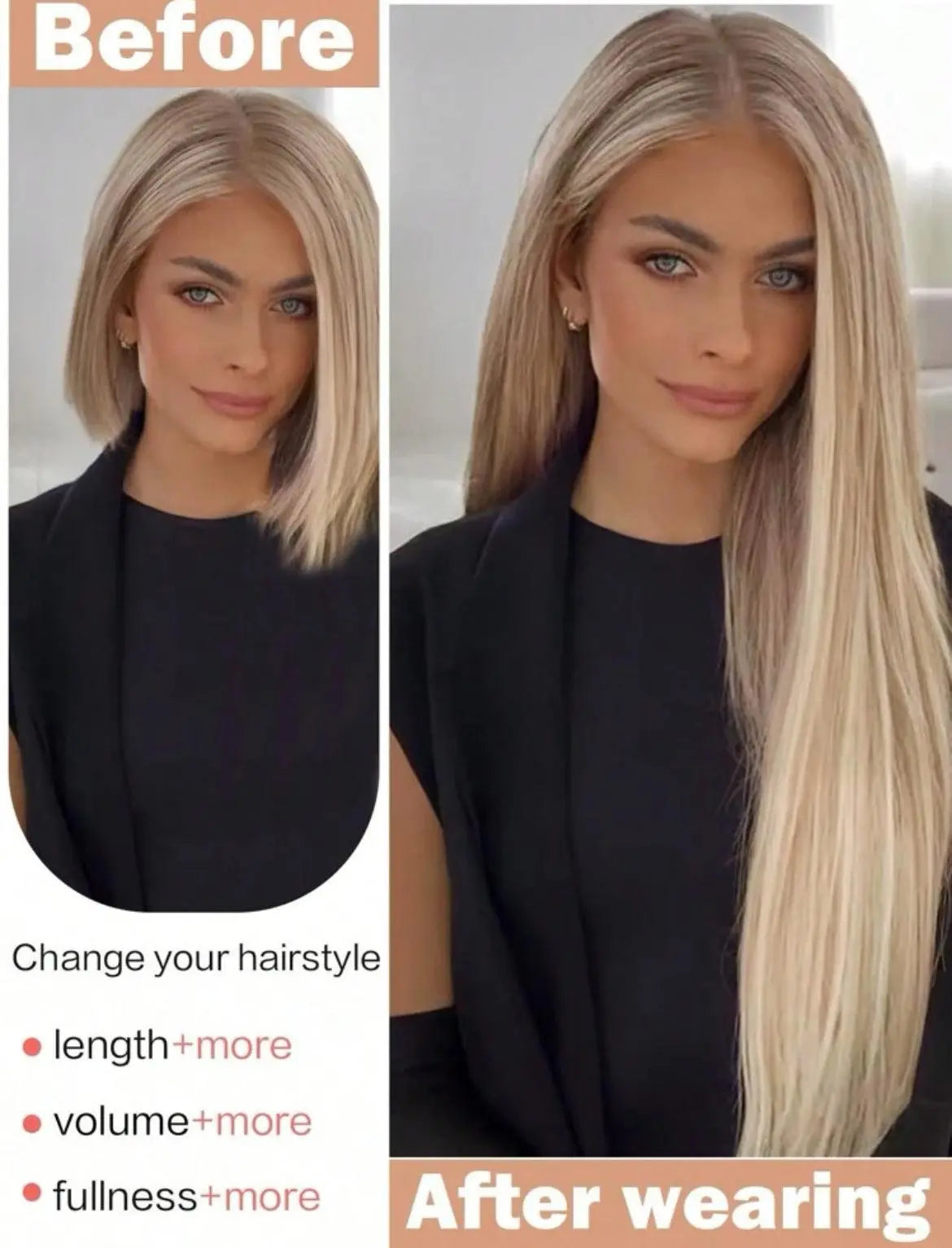 Clip In Hair Extensions Blonde Long Straight Hair Extension - Labelle Boutique Hair