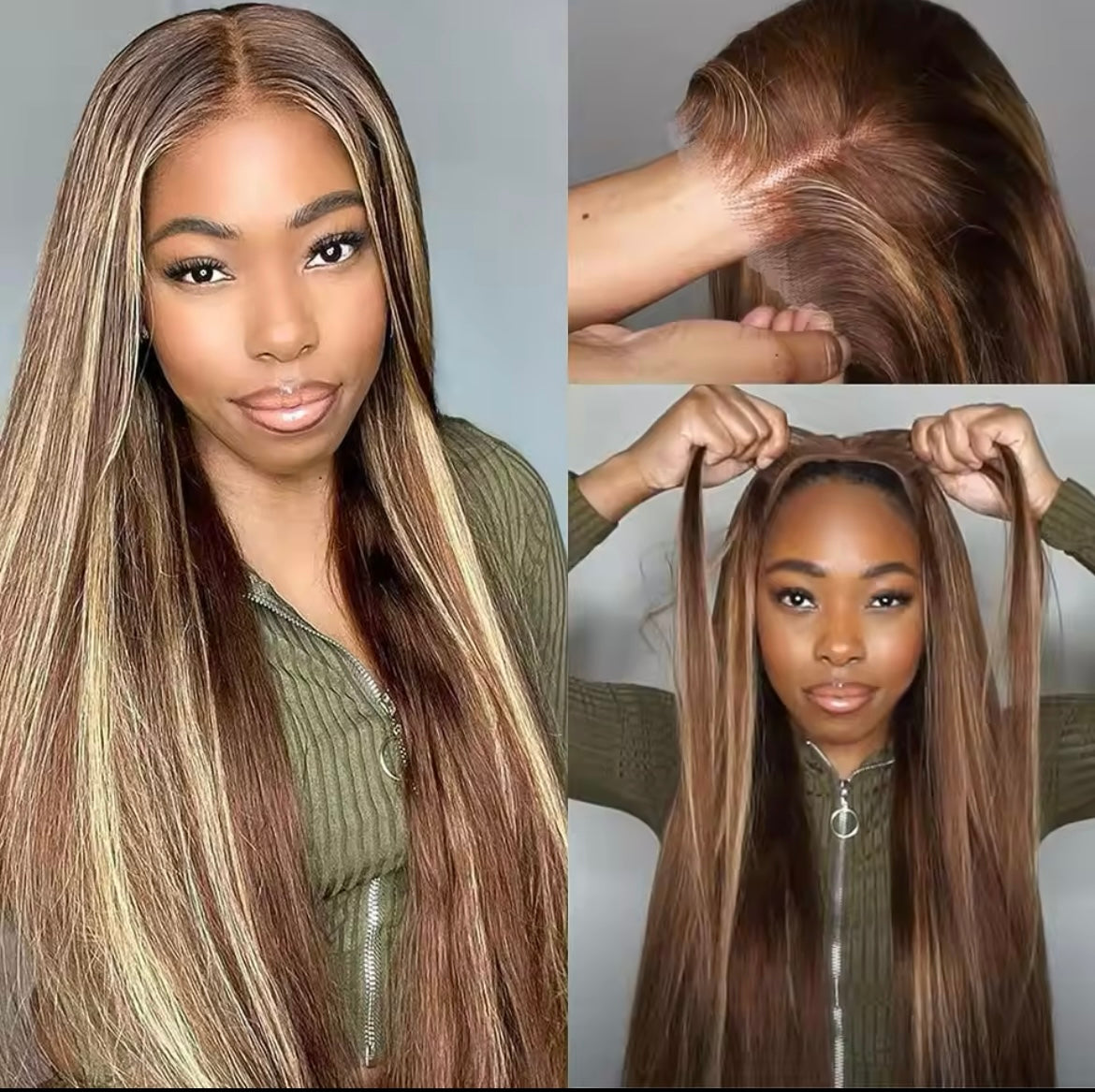 Ombre Glueless Wig Human Hair Bonde Straight HD 13x6 Lace Lace Frontal Wigs - Labelle Boutique Hair