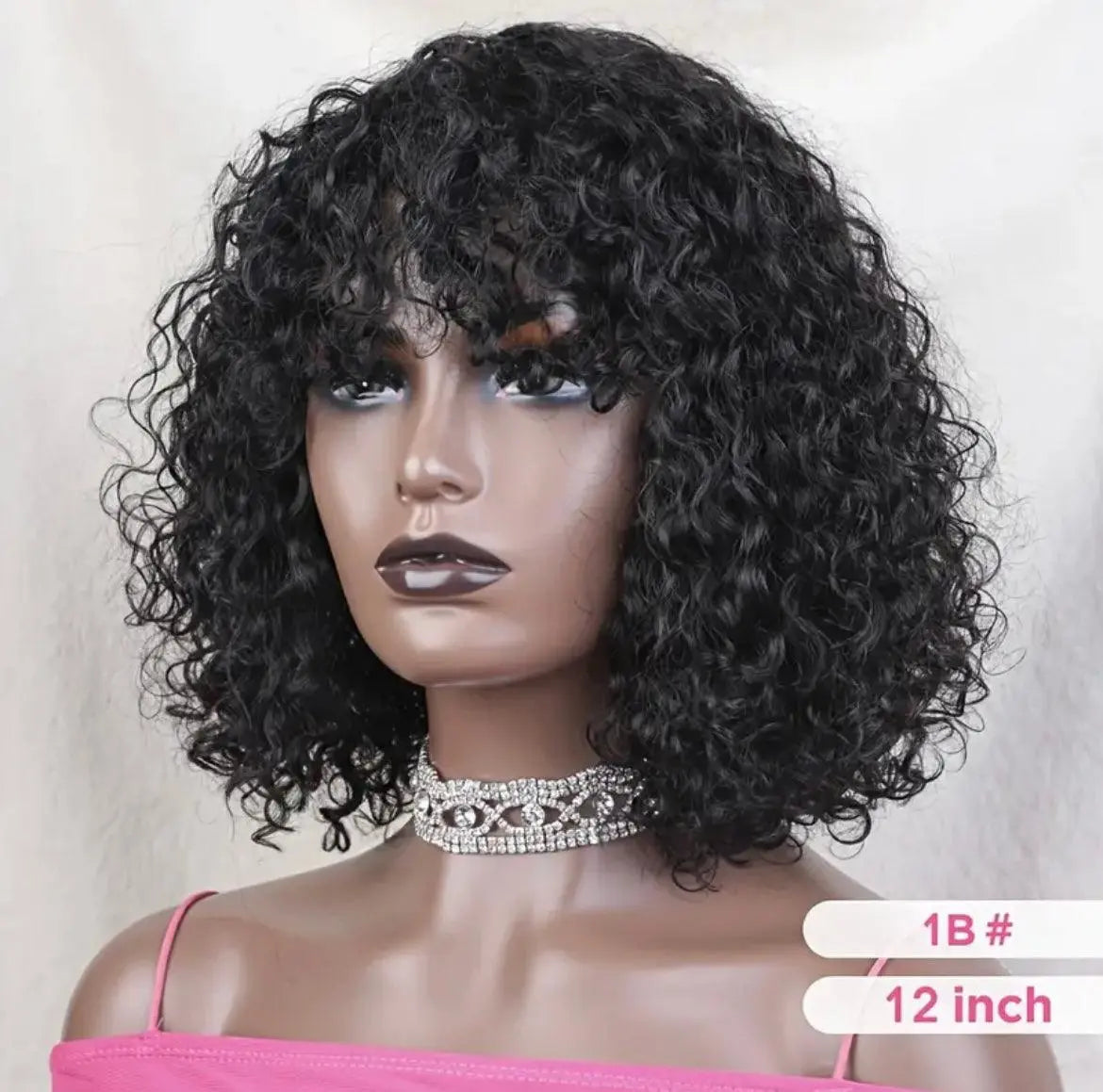 Curly Short Pixie Bob Cut Human Hair Wigs With Bangs Glueless Wig - Labelle Boutique Hair