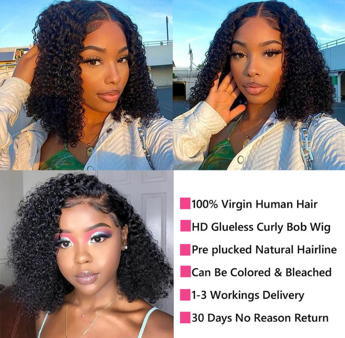 Wear And Go Curly Bob Lace Closure Wig Glueless HD Pre-Cut Human Hair Wigs 4x4 5x5 Lace Wig - Labelle Boutique Hair