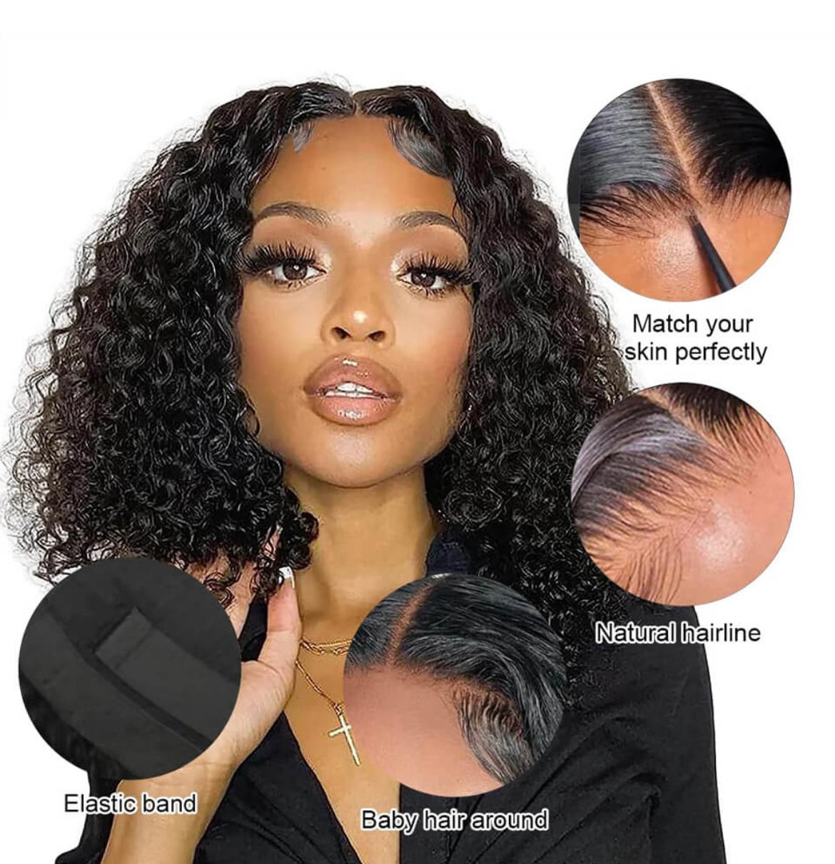 Wear And Go Curly Bob Lace Closure Wig Glueless HD Pre-Cut Human Hair Wigs 4x4 5x5 Lace Wig - Labelle Boutique Hair