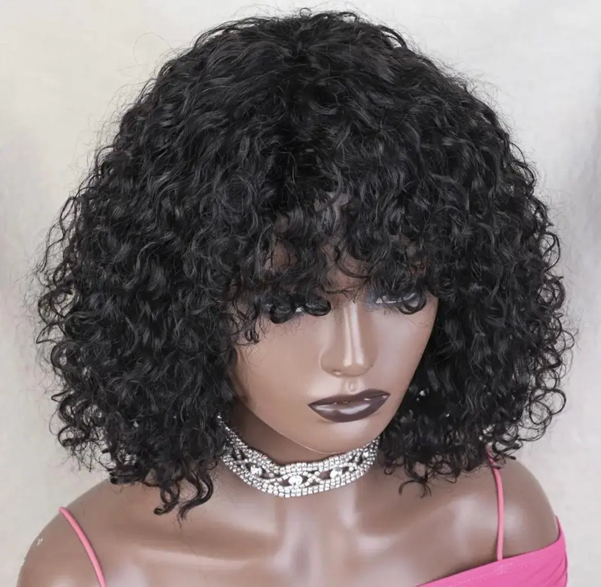 Curly Short Pixie Bob Cut Human Hair Wigs With Bangs Glueless Wig - Labelle Boutique Hair