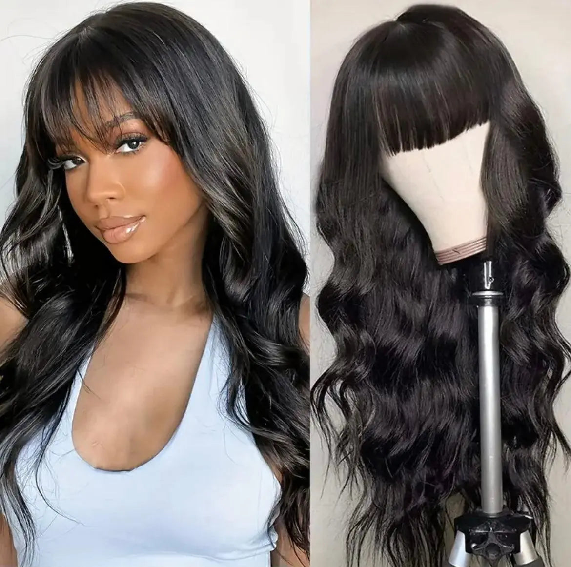 Body Wave Human Hair Wig With Bangs Lace Front Wigs Brazilian Virgin Human Hair Wigs - Labelle Boutique Hair