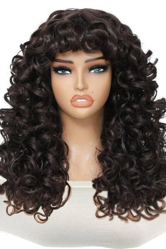 Synthetic Heat Resistant Wigs with Bangs Chocolate brown With Bangs - Labelle Boutique Hair