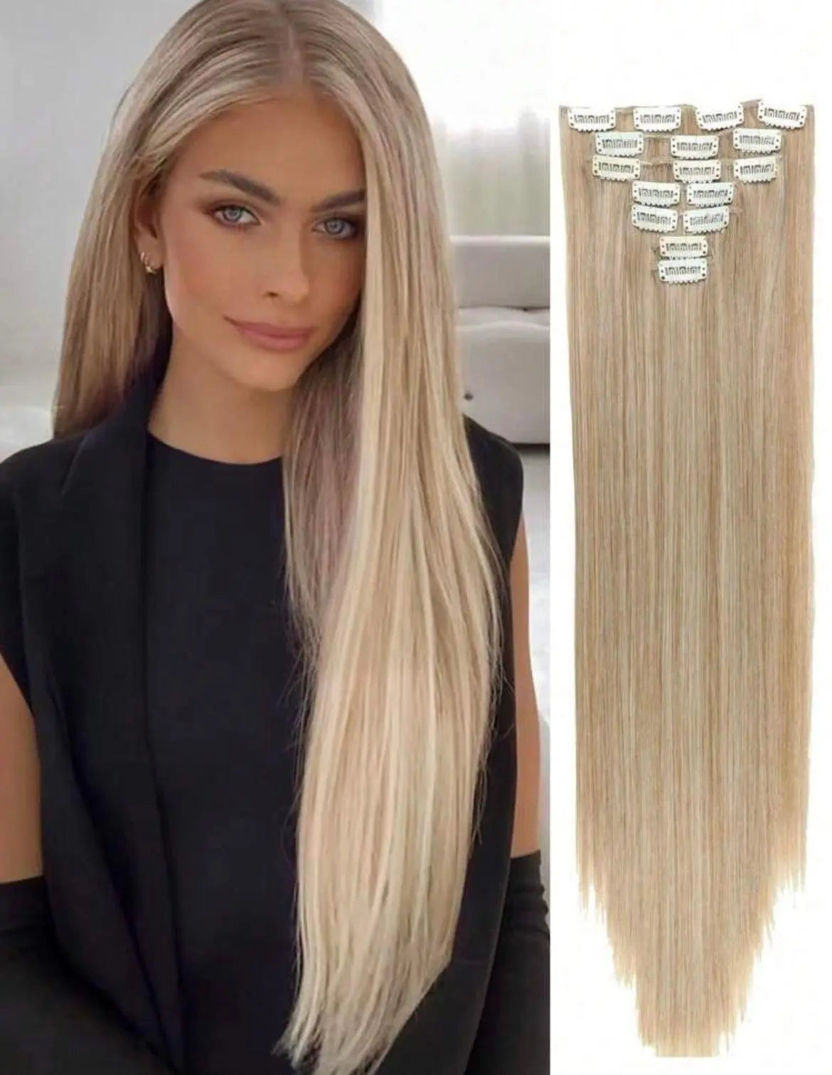 Clip In Hair Extensions Blonde Long Straight Hair Extension - Labelle Boutique Hair