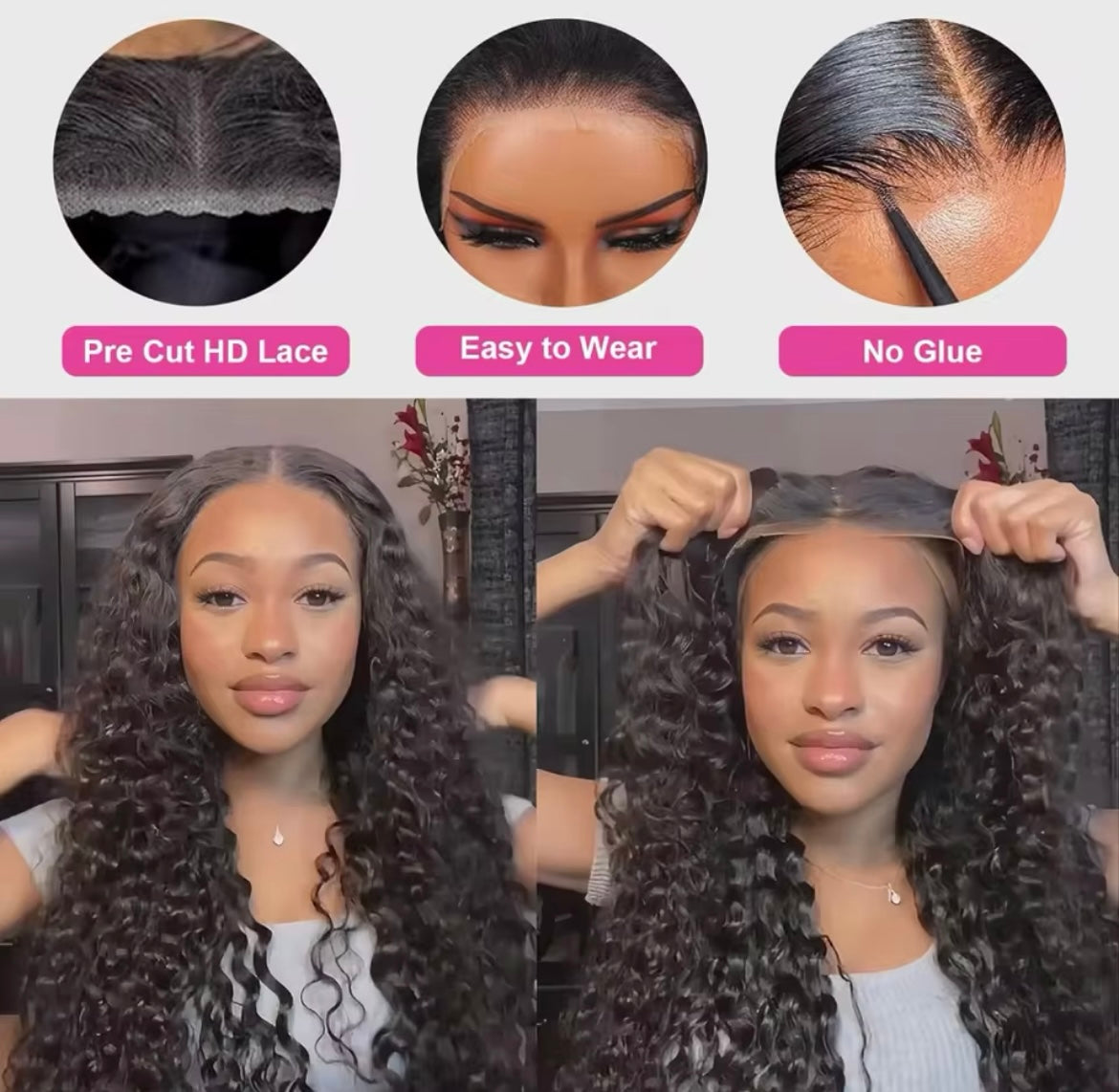 Glueless Wigs Human Hair Deep Wave Lace Front Wigs Human Hair 4x4 Lace Closure Wigs Human Hair - Labelle Boutique Hair