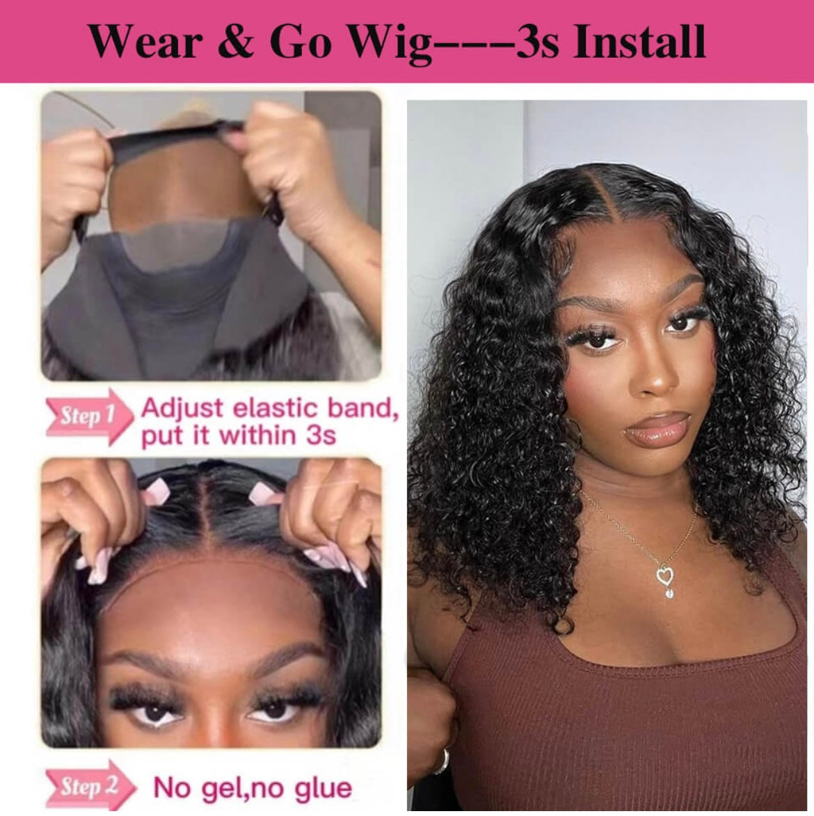 Wear And Go Curly Bob Lace Closure Wig Glueless HD Pre-Cut Human Hair Wigs 4x4 5x5 Lace Wig - Labelle Boutique Hair