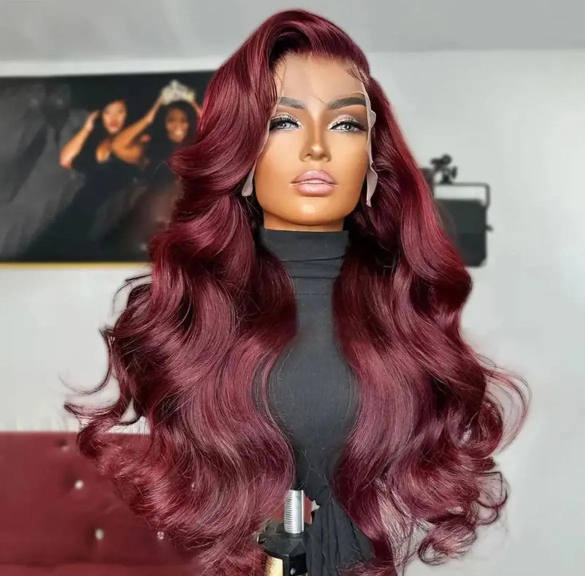 Dark Burgundy Human Hair Body Wave Lace Front Wigs Lace For Daily Use - Labelle Boutique Hair