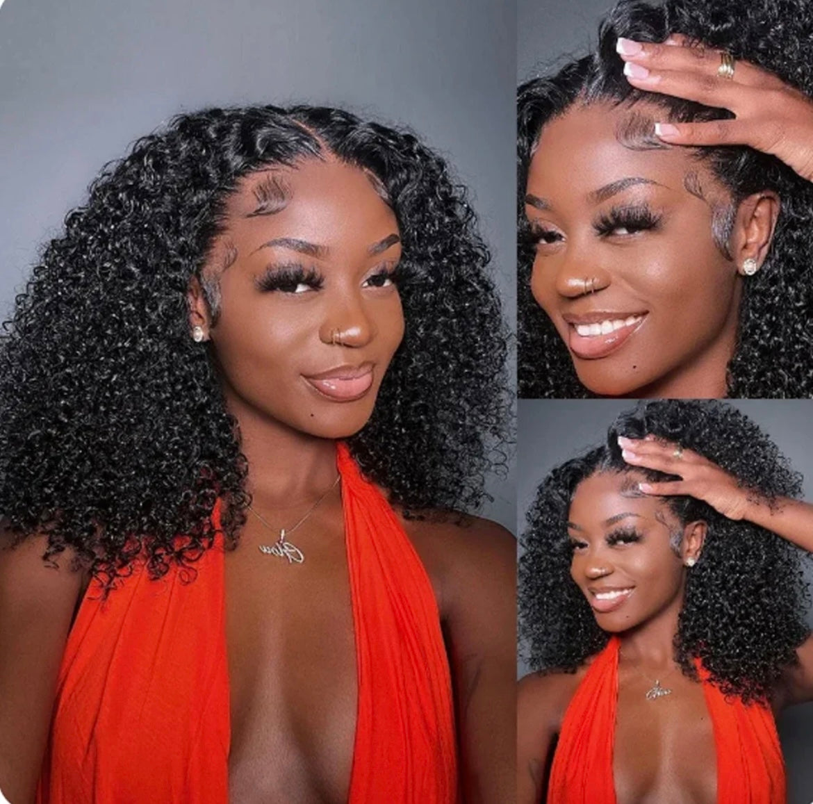 Full Lace Bob Curl Short Natural Curls with Deep Side Part - Labelle Boutique Hair