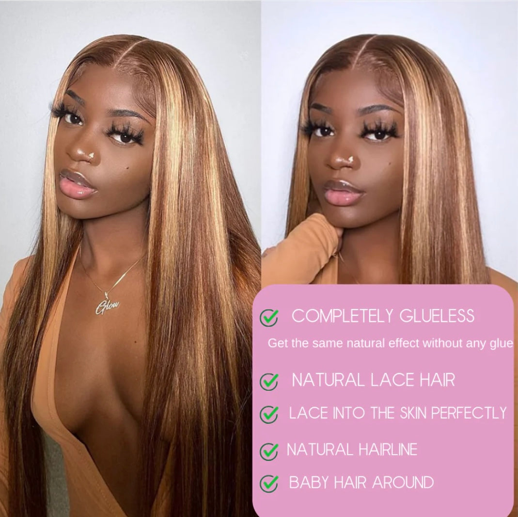 Ombre Glueless Wig Human Hair Bonde Straight HD 13x6 Lace Lace Frontal Wigs - Labelle Boutique Hair