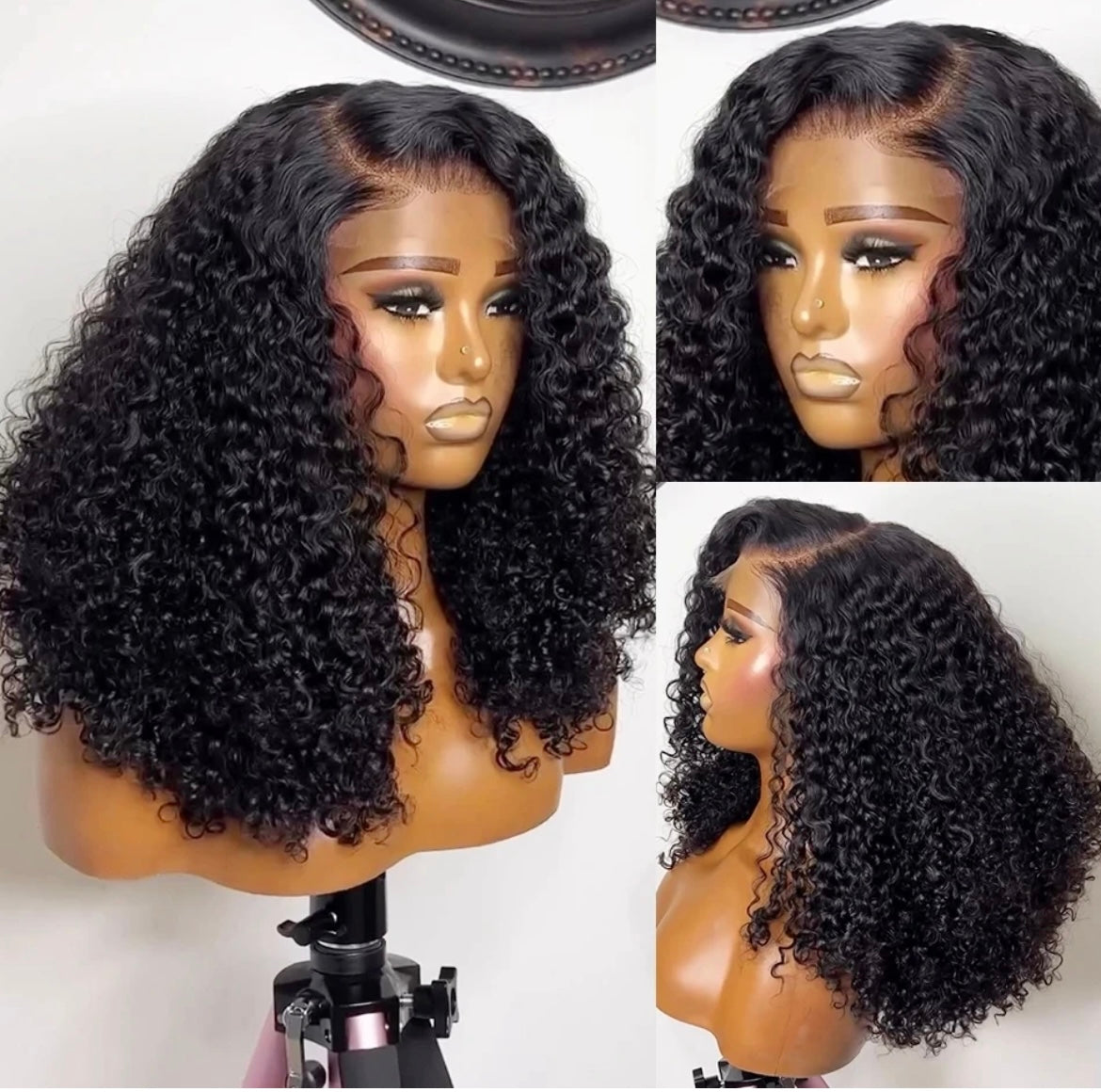 Full Lace Bob Curl Short Natural Curls with Deep Side Part - Labelle Boutique Hair