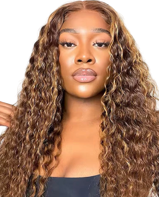 Wig 4/27 Highlights Mongolian Water Wave Lace Front Wig 6x4 HD Glueless Pre Plucked Human Wigs Ready To Go - Labelle Boutique Hair