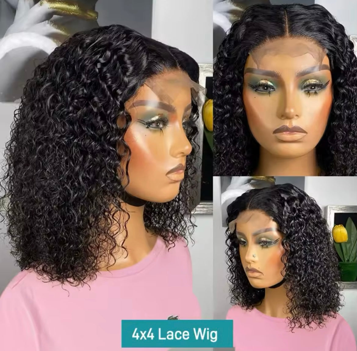 Wear And Go Curly Bob Lace Closure Wig Glueless HD Pre-Cut Human Hair Wigs 4x4 5x5 Lace Wig