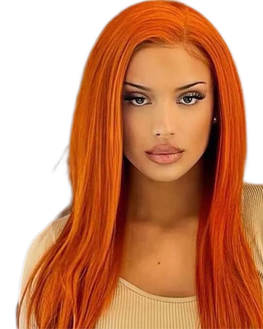 Lace Ginger Orange Straight Orange Color Natural Hairline Swiss Hair Human Hair Top Quality - Labelle Boutique Hair