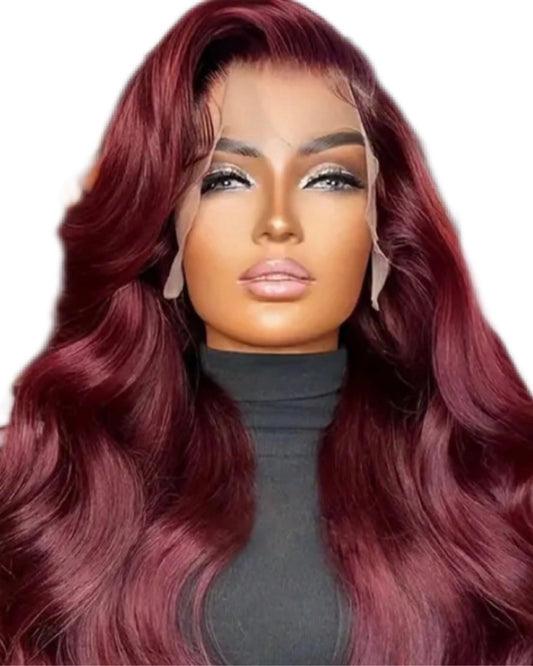 Dark Burgundy Human Hair Body Wave Lace Front Wigs Lace For Daily Use - Labelle Boutique Hair