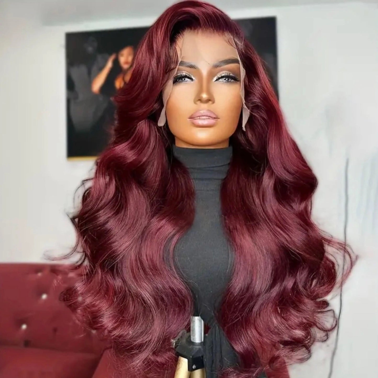 Dark Burgundy Human Hair Body Wave Lace Front Wigs Lace For Daily Use - Labelle Boutique Hair