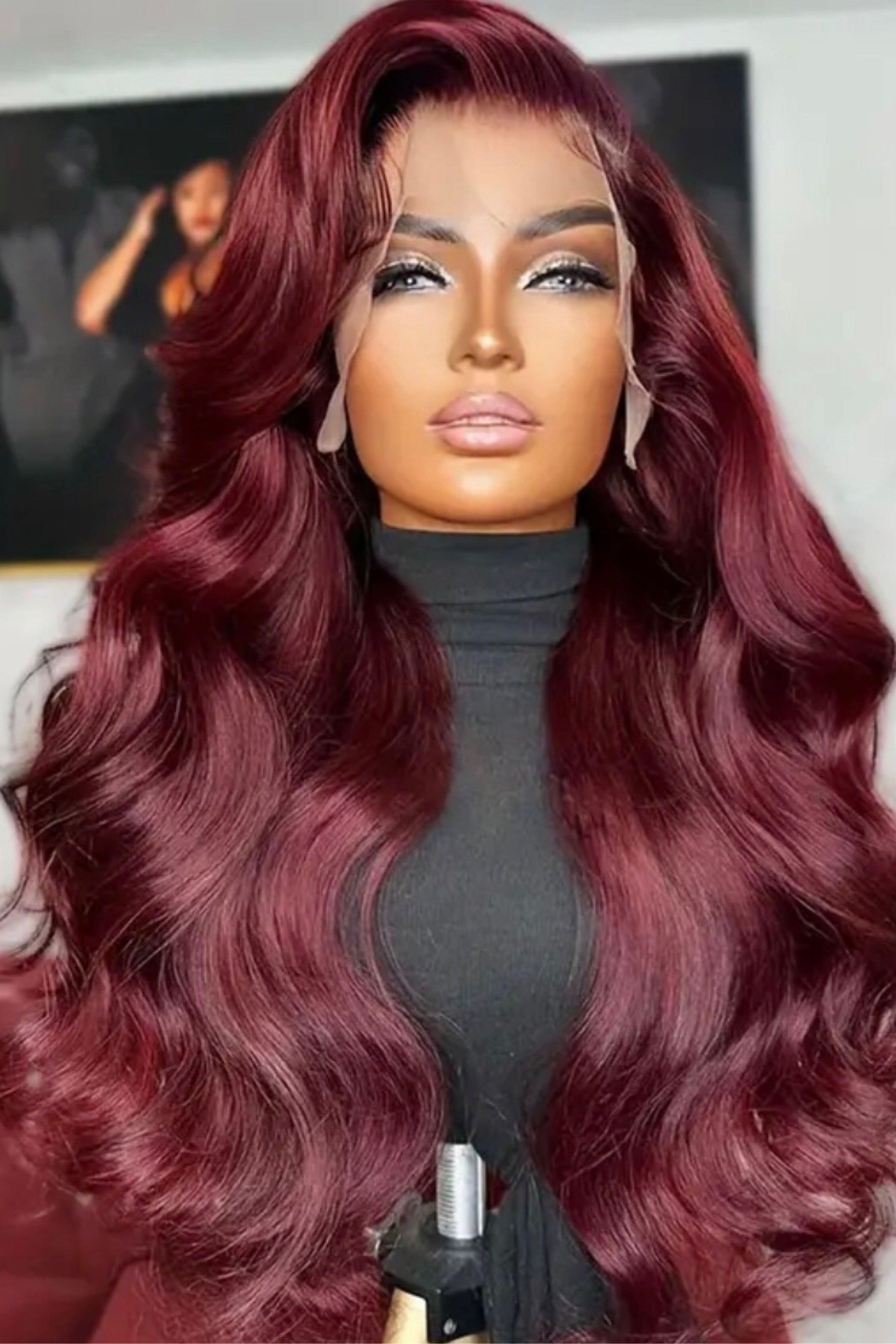 Dark Burgundy Human Hair Body Wave Lace Front Wigs Lace For Daily Use - Labelle Boutique Hair