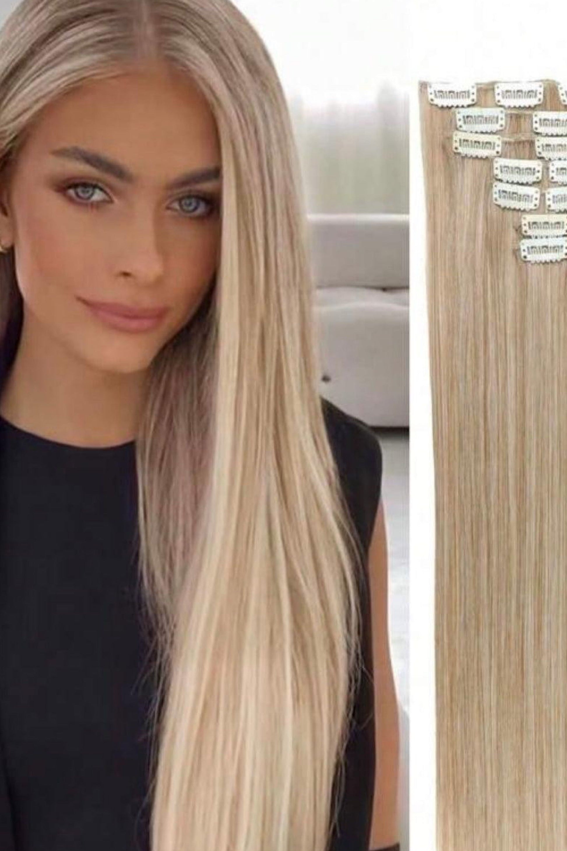 Clip In Hair Extensions Blonde Long Straight Hair Extension - Labelle Boutique Hair