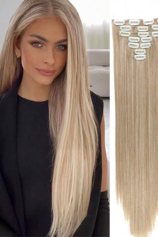 Clip In Hair Extensions Blonde Long Straight Hair Extension - Labelle Boutique Hair