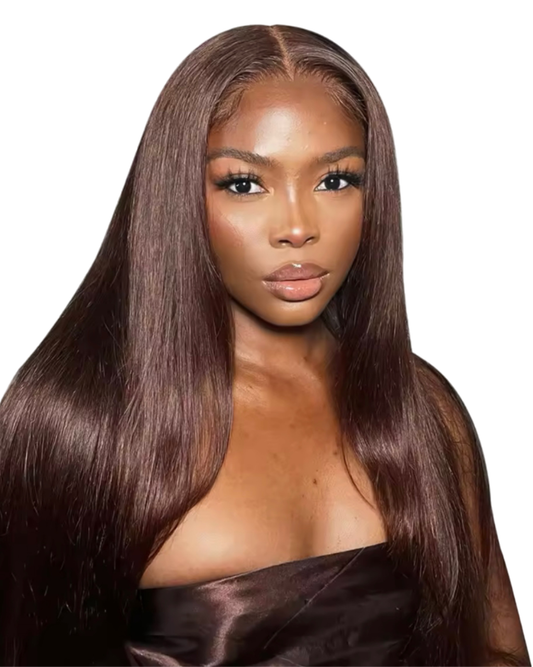 Chocolate Brown Glueless Straight Wig Wear Go Lace Front Wigs Ready To Go Human hair Lace Closure Wigs - Labelle Boutique Hair