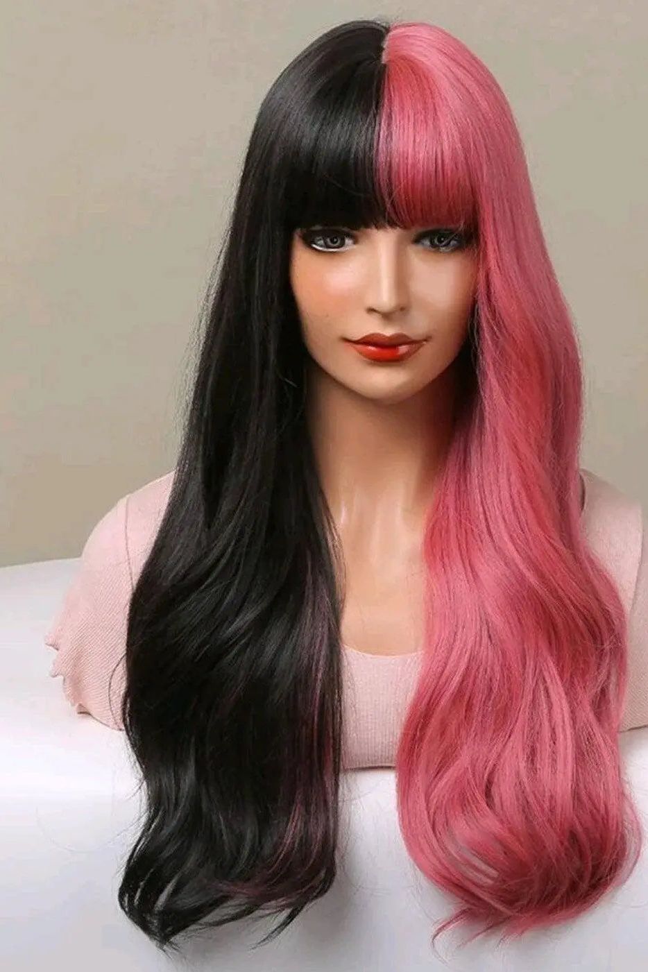 Two Tone Long Straight Cosplay Synthetic Wig With Bangs - Labelle Boutique Hair   Two Tone Long Straight Cosplay Synthetic Wig With Bangs 