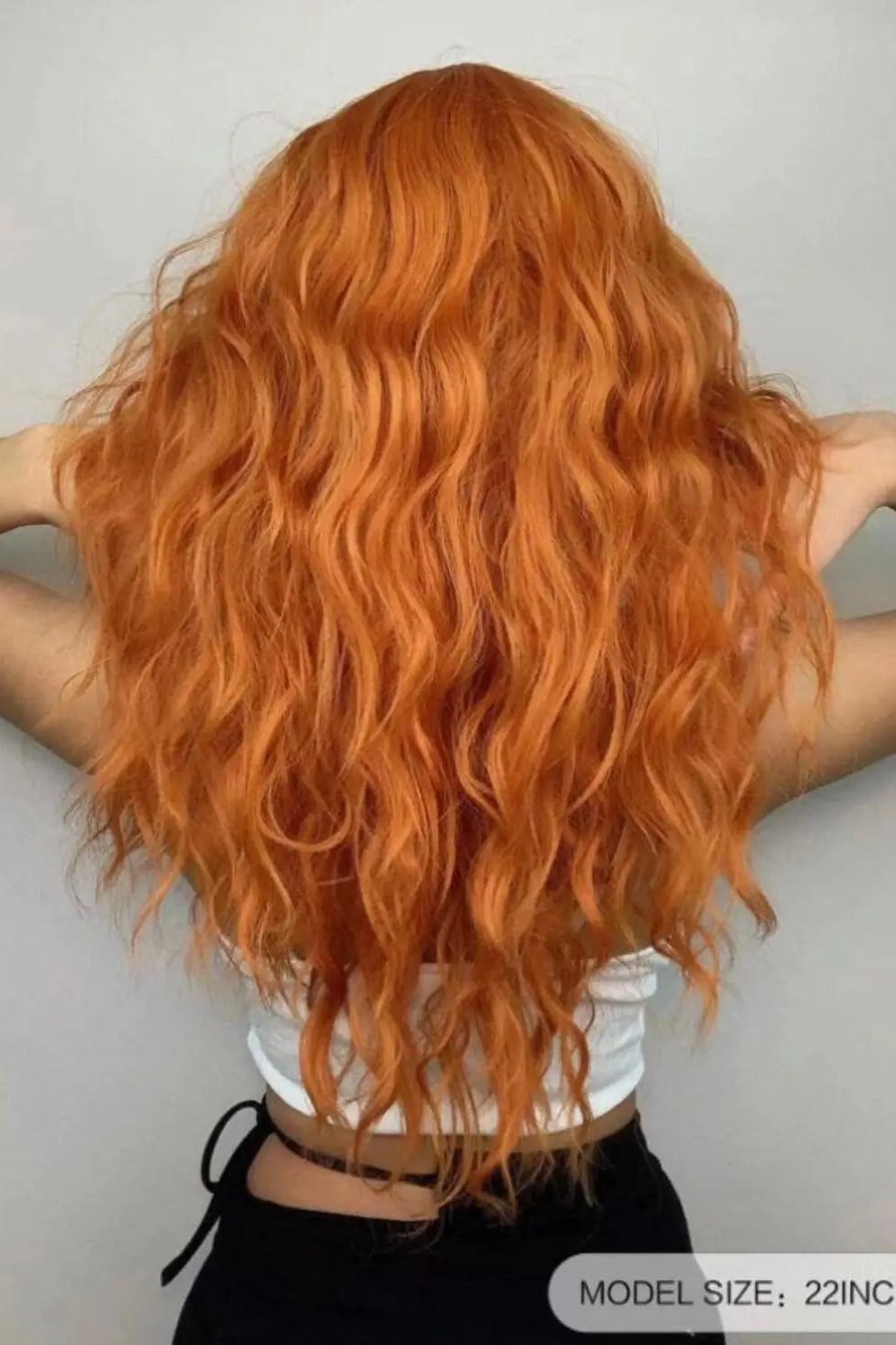 Long Orange Ginger Curly Synthetic Wig with Bangs - Labelle Boutique Hair wigs  Long Orange Ginger Curly Synthetic Wig with Bangs 