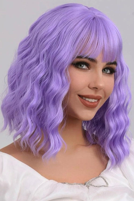 Light purple wig Natural wavy bob wig Wig short cute wig with bangs - Labelle Boutique Hair