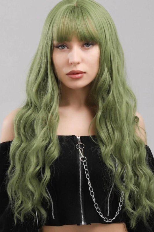 Green Wave Curly Wig Avocado Long Curly Wig Natural Curly Wig Cosplay Wig - Labelle Boutique Hair