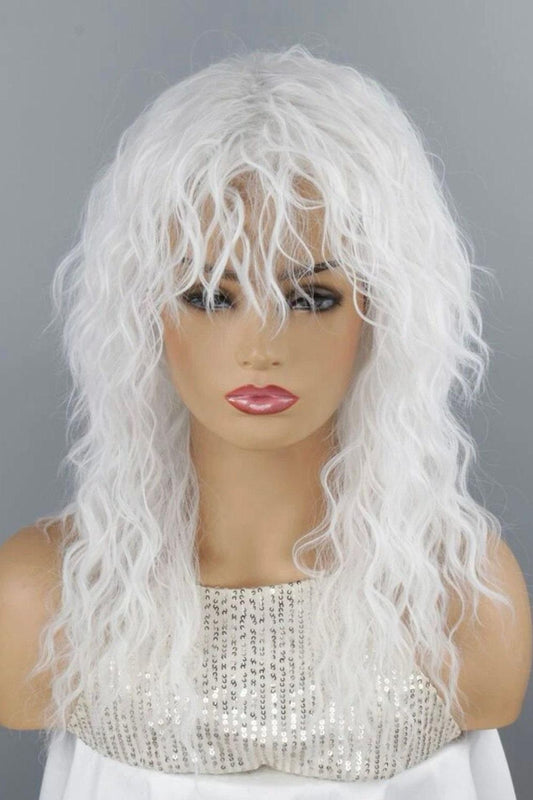 Long Curly Cosplay Synthetic White Wig With Bangs - Labelle Boutique Hair