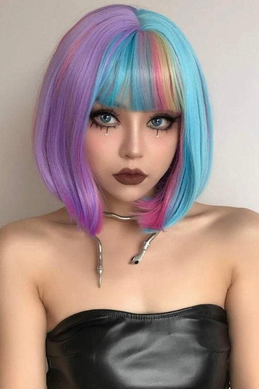 Short Straight Multi Color Bob Wig For Cosplay And Party - Labelle Boutique Hair