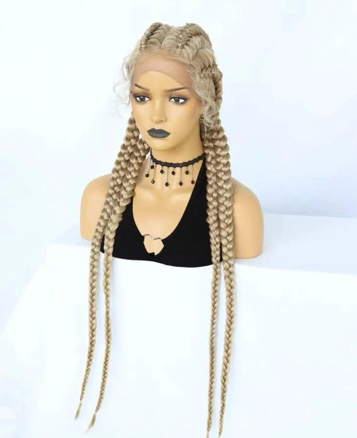 Box Braids Wig Light blonde wig Natural looking Braided Wig Lace Front wig - Labelle Boutique Hair wigs  Box Braids Wig Light blonde wig Natural looking Braided Wig Lace Front wig 