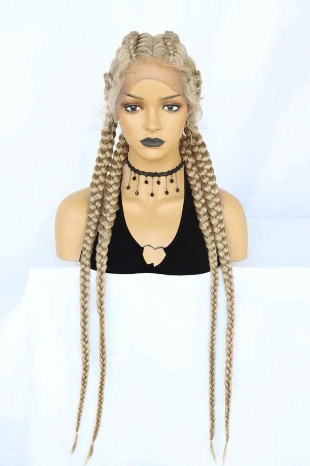 Box Braids Wig Light blonde wig Natural looking Braided Wig Lace Front wig - Labelle Boutique Hair wigs  Box Braids Wig Light blonde wig Natural looking Braided Wig Lace Front wig 