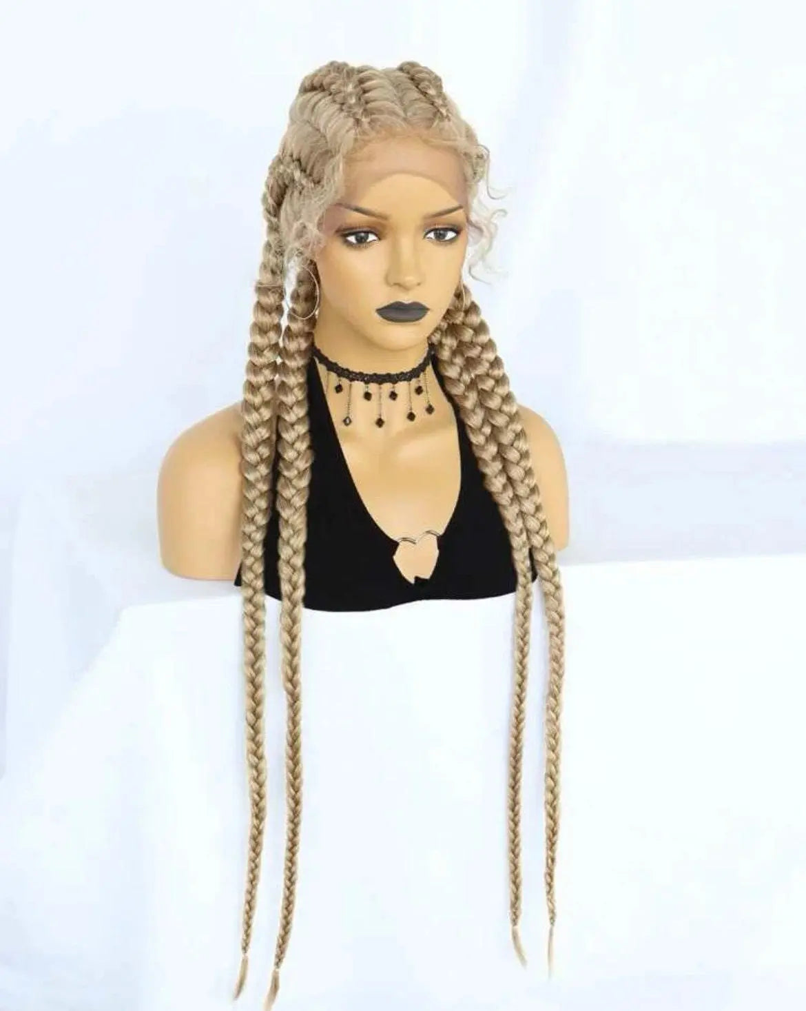 Box Braids Wig Light blonde wig Natural looking Braided Wig Lace Front wig - Labelle Boutique Hair wigs  Box Braids Wig Light blonde wig Natural looking Braided Wig Lace Front wig 