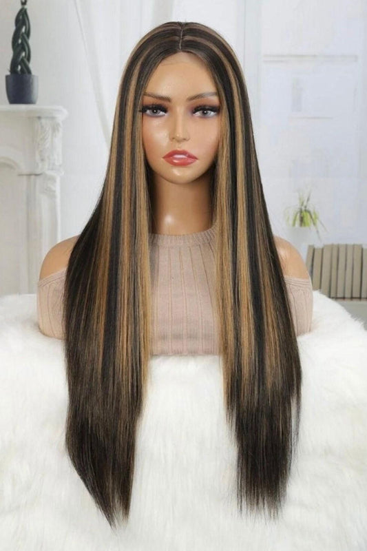 Lace Front Long Straight Synthetic Two-Tone Wig - Labelle Boutique Hair