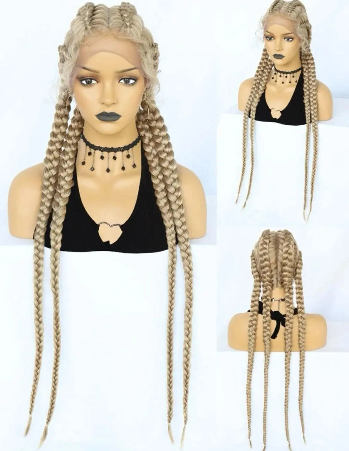 Box Braids Wig Light blonde wig Natural looking Braided Wig Lace Front wig - Labelle Boutique Hair wigs  Box Braids Wig Light blonde wig Natural looking Braided Wig Lace Front wig 