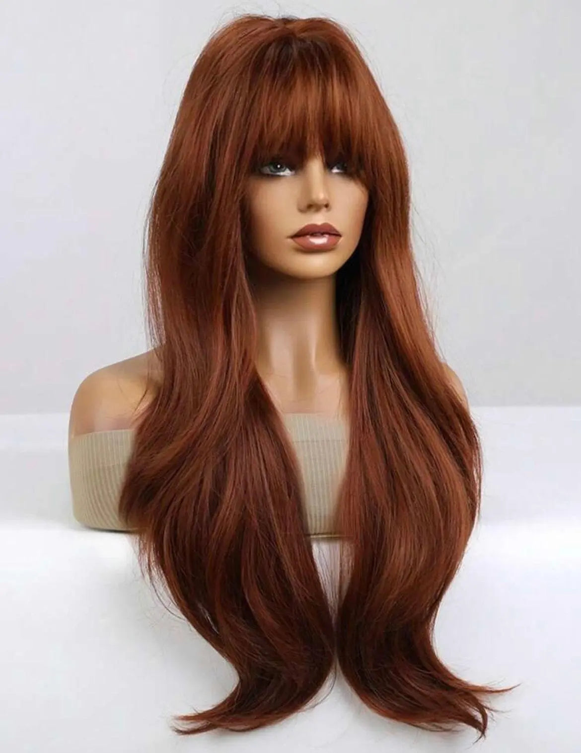 Long Curly Synthetic Wig With Bangs - Labelle Boutique Hair