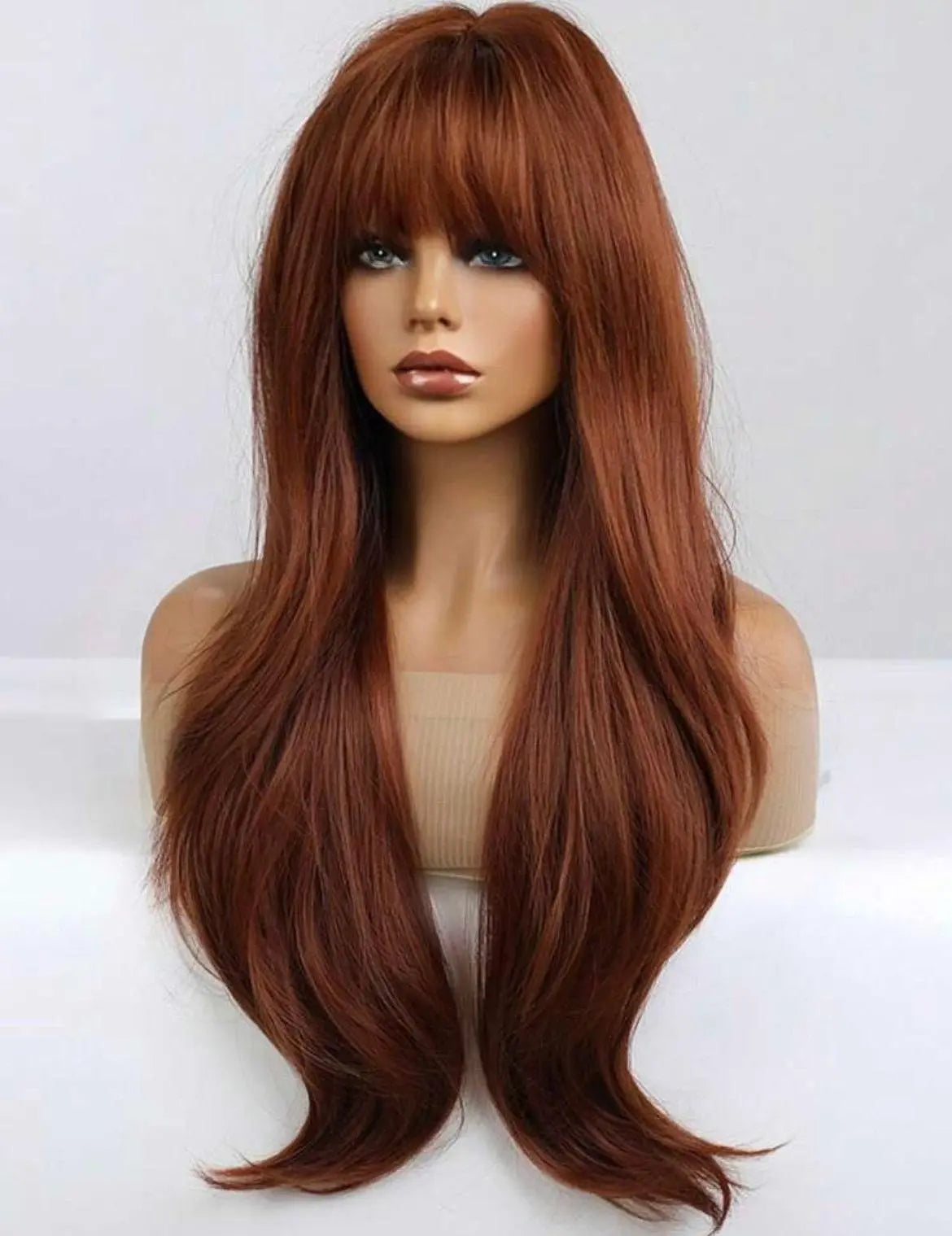 Long Curly Synthetic Wig With Bangs - Labelle Boutique Hair