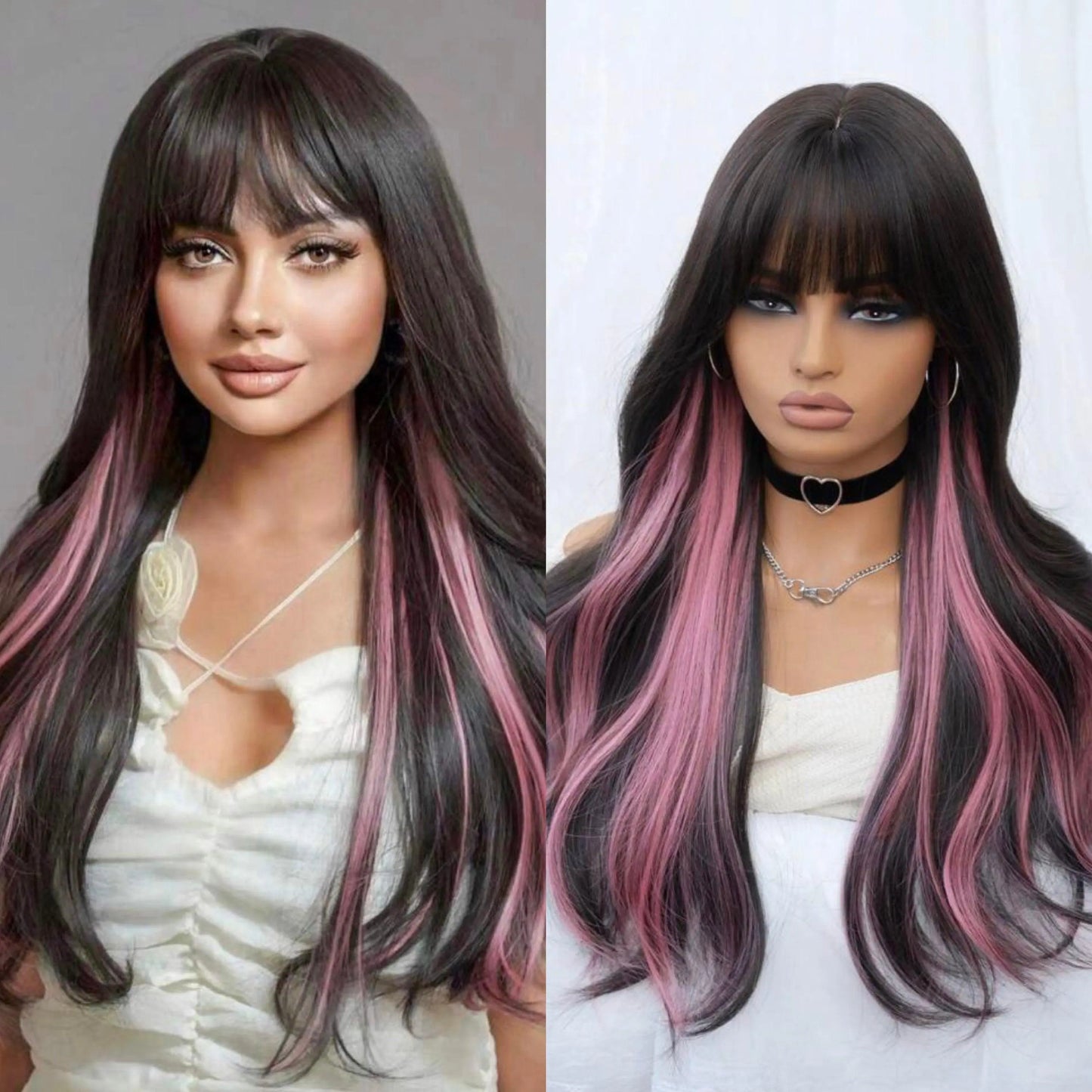 Long Curly Synthetic Wig With Bangs Cosplay wigs - Labelle Boutique Hair