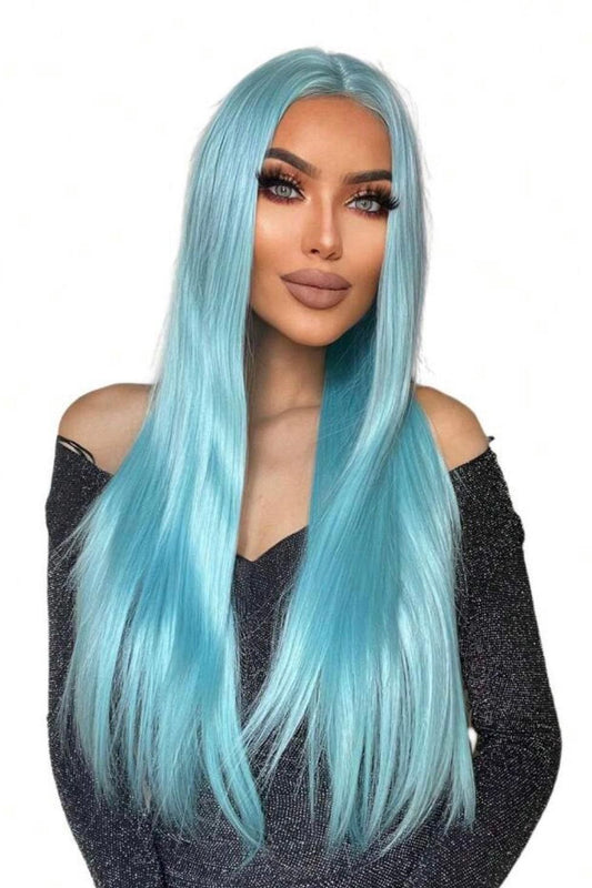 Luxurious Lace Blue Long Straight Synthetic Wig - Labelle Boutique Hair