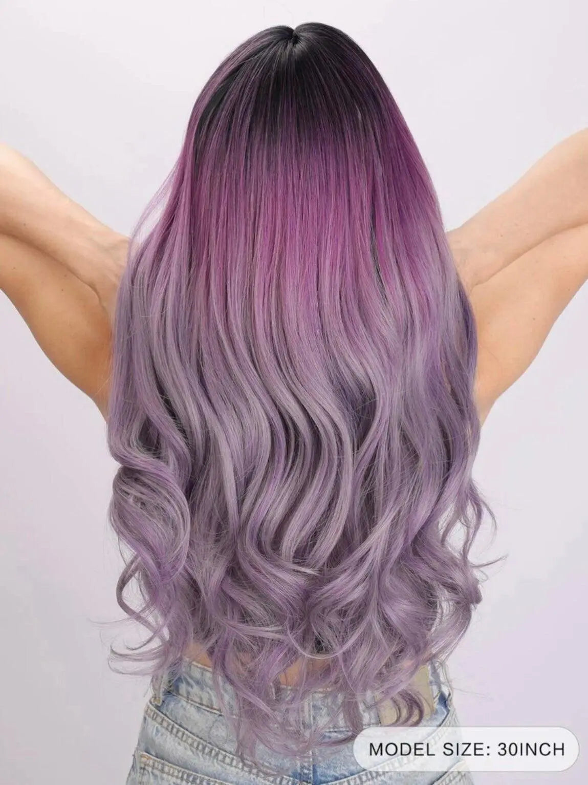 Ombre Long Curly Synthetic Purple Wig - Labelle Boutique Hair