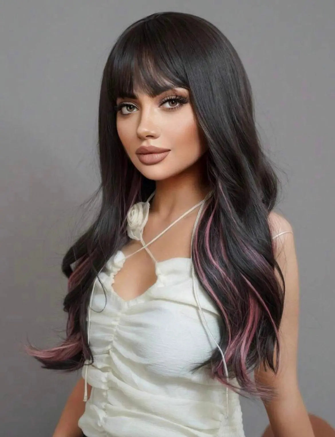 Long Curly Synthetic Wig With Bangs Cosplay wigs - Labelle Boutique Hair