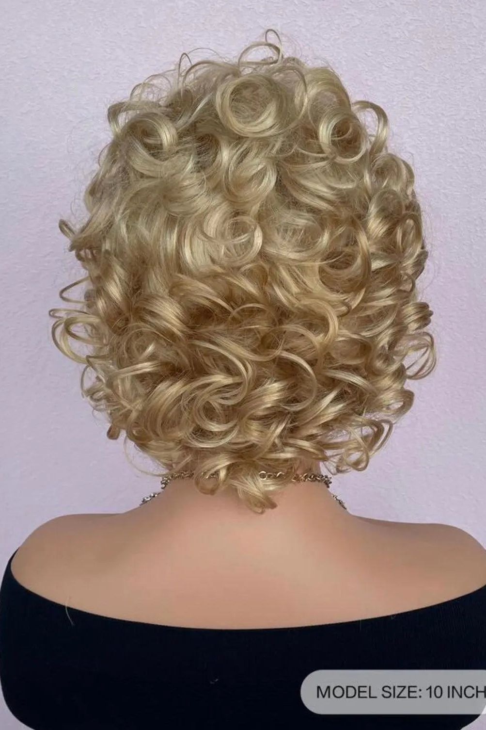 Short Curly Blonde Synthetic Hair Wig With Bangs - Labelle Boutique Hair   Short Curly Blonde Synthetic Hair Wig With Bangs 