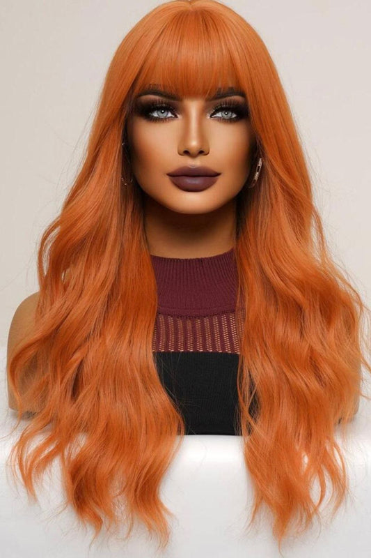 Long Wavy Curly Hair Orange Natural Wavy Bangs Wig Cosplay Halloween Fashion Wig - Labelle Boutique Hair wigs  Long Wavy Curly Hair Orange Natural Wavy Bangs Wig Cosplay Halloween Fashion Wig 