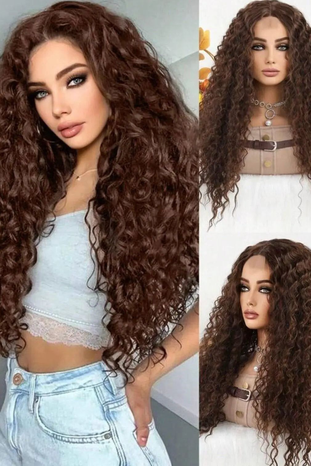 Long Lace Front Wigs Highlight Brown Synthetic Wigs Hair T Part Lace Wig - Labelle Boutique Hair wigs  Long Lace Front Wigs Highlight Brown Synthetic Wigs Hair T Part Lace Wig 